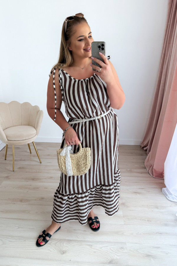 Sukienka maxi na ramiączkach w czekoladowe paski Colette 4