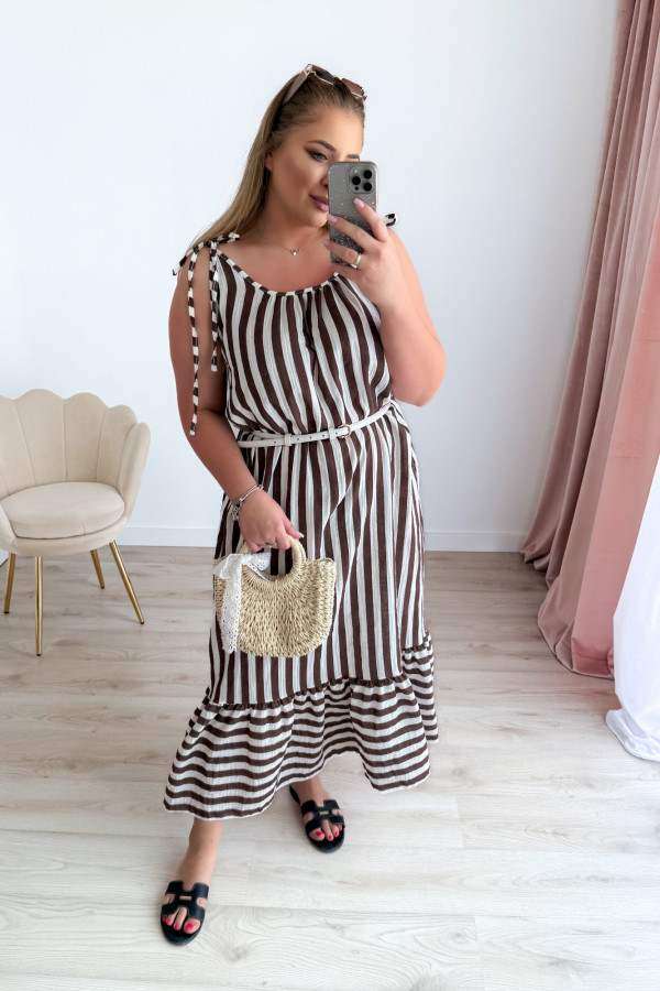 Sukienka maxi na ramiączkach w czekoladowe paski Colette 5