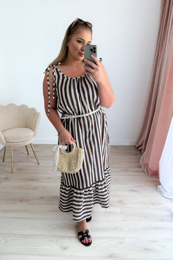 Sukienka maxi na ramiączkach w czekoladowe paski Colette 6