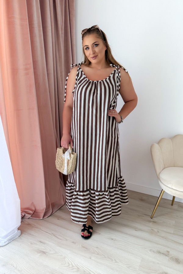 Sukienka maxi na ramiączkach w czekoladowe paski Colette 7