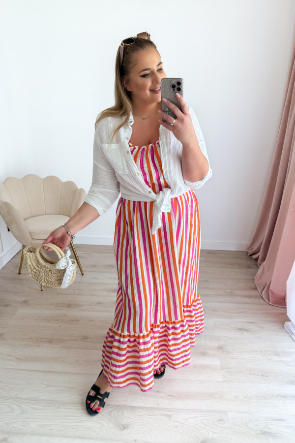 Sukienka maxi na ramiączkach pomarańczowo-fuksjowe paski Colette 4