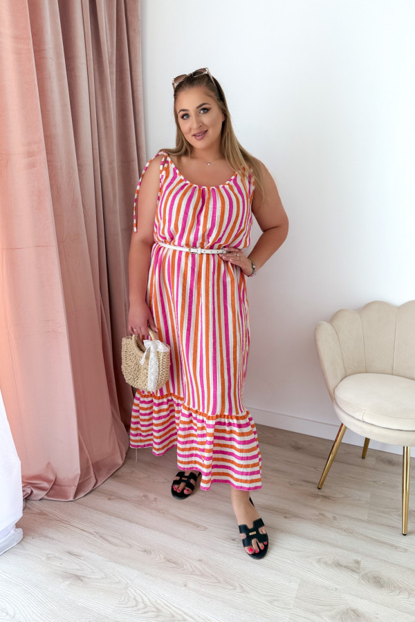 Sukienka maxi na ramiączkach pomarańczowo-fuksjowe paski Colette 10