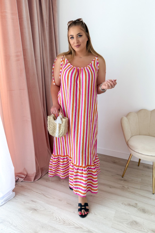Sukienka maxi na ramiączkach pomarańczowo-fuksjowe paski Colette 12