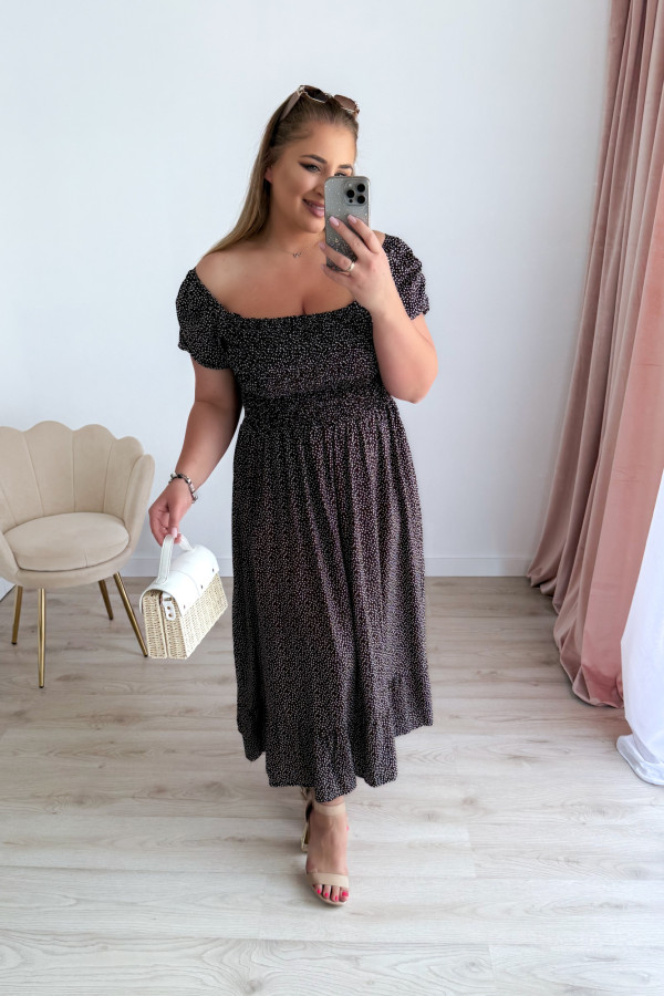 Sukienka maxi wiskozowa w kropeczki Celeste II - czekolada 6