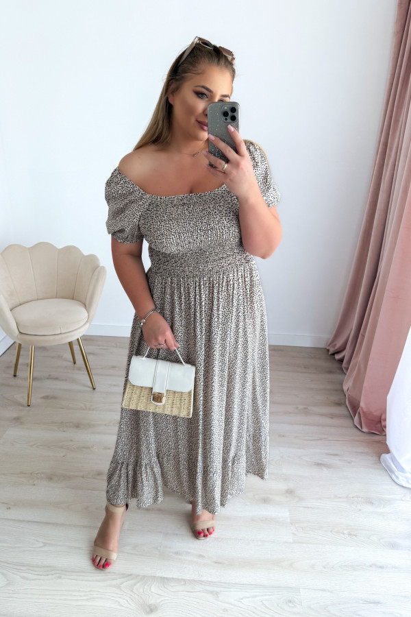Sukienka maxi wiskozowa w kropeczki Celeste II - biała 6