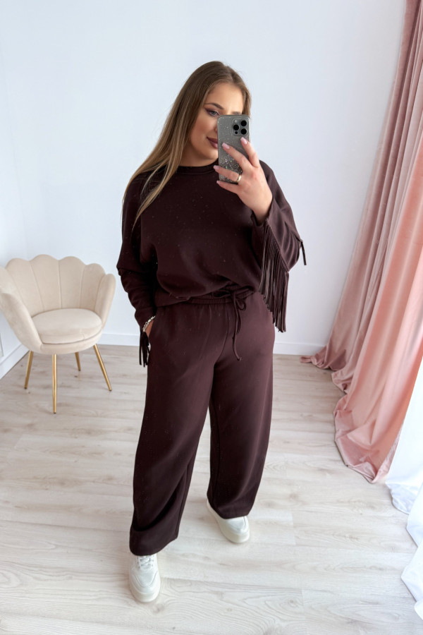 Bluza oversize z frędzlami Mireya - czekolada 2