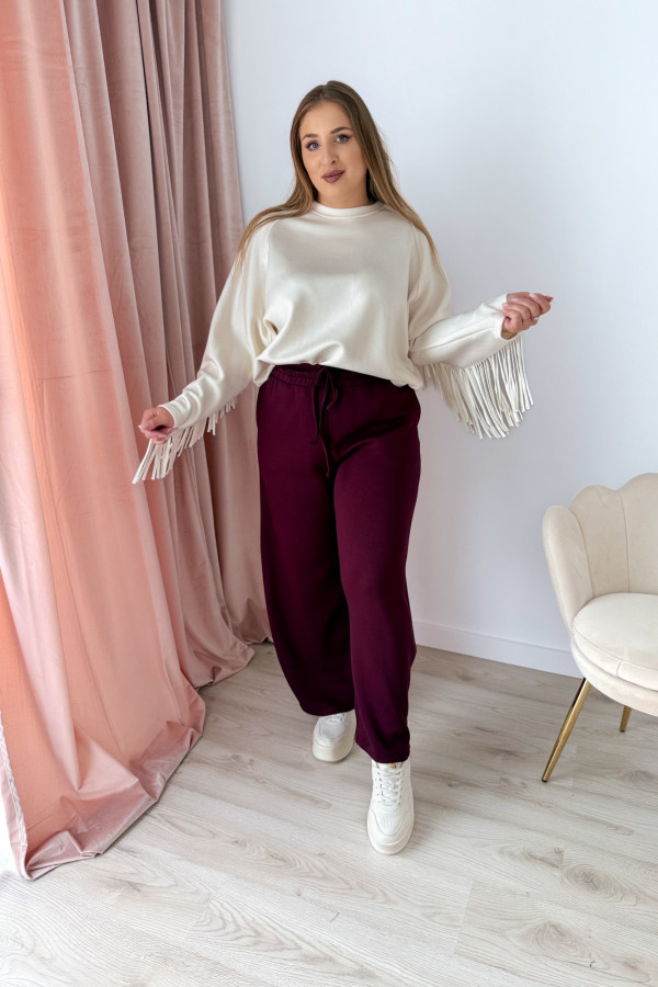 Bluza oversize z frędzlami Mireya - kremowa 8