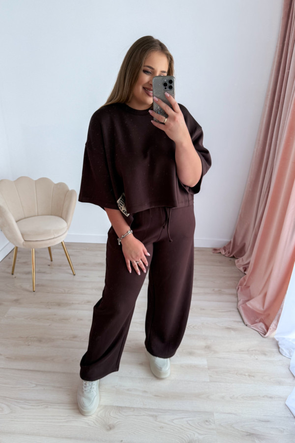 Bluzka oversize z naszywką active wear Aveline - czekolada 3