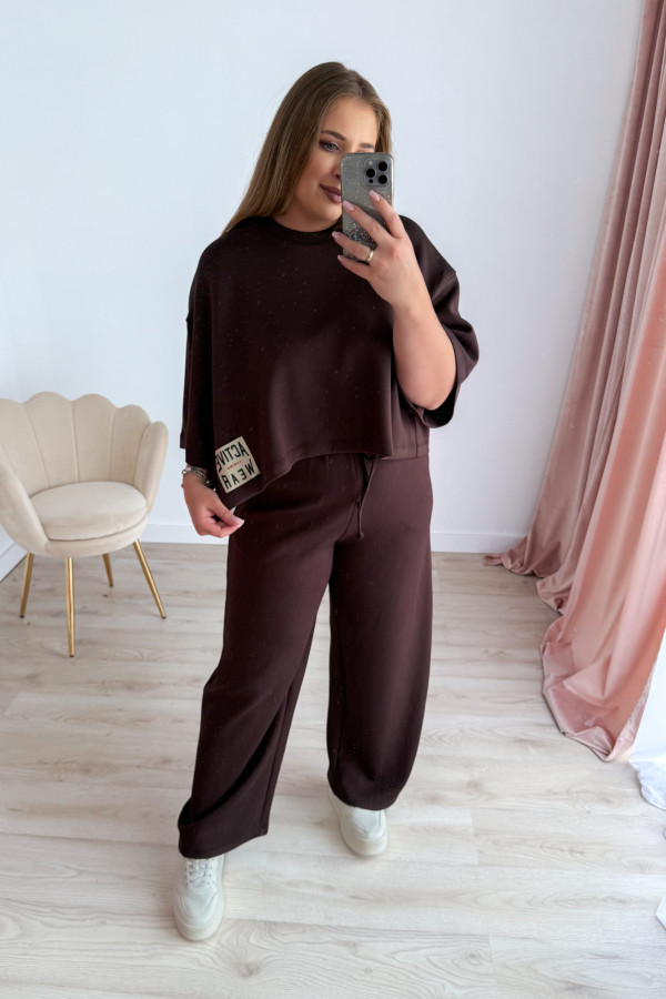 Bluzka oversize z naszywką active wear Aveline - czekolada 10