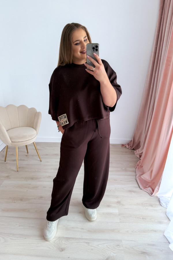 Bluzka oversize z naszywką active wear Aveline - czekolada 4