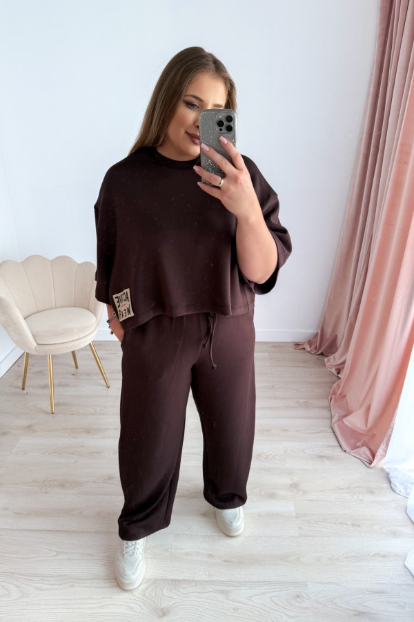Bluzka oversize z naszywką active wear Aveline - czekolada 5