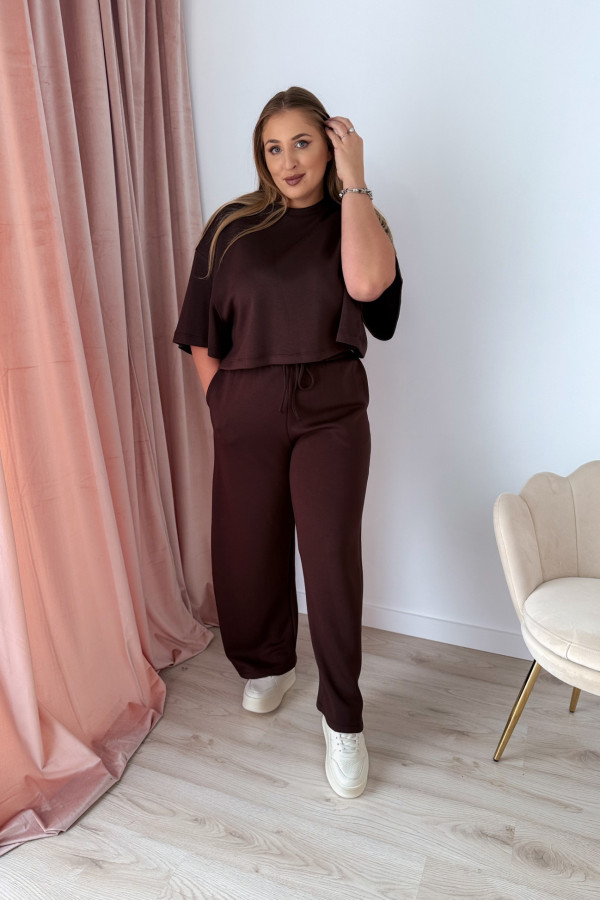 Bluzka oversize z naszywką active wear Aveline - czekolada 6