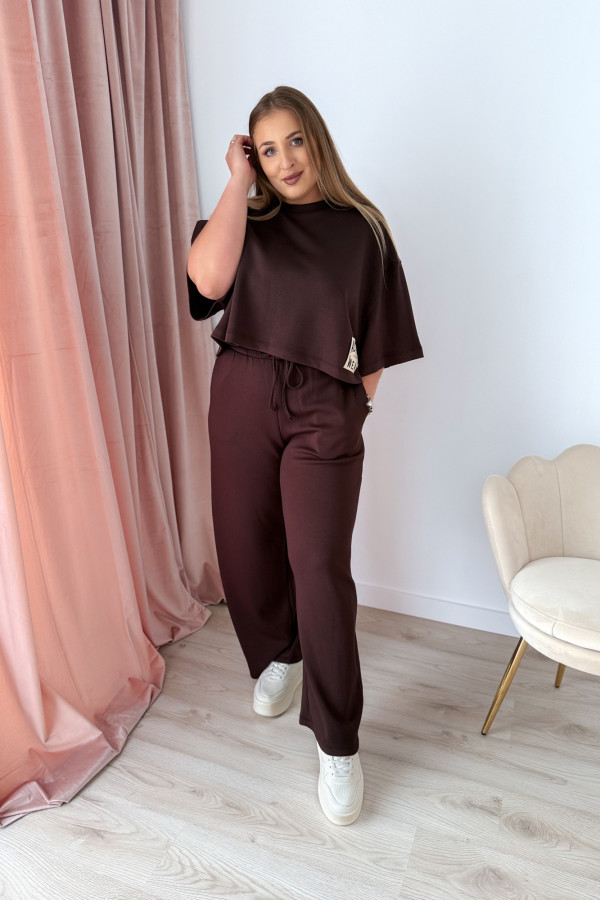 Bluzka oversize z naszywką active wear Aveline - czekolada 7