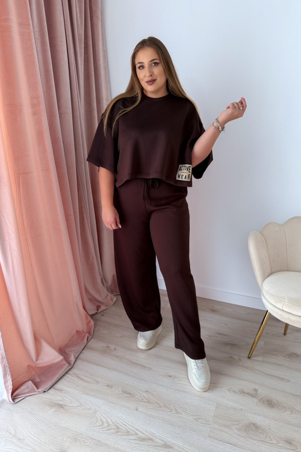 Bluzka oversize z naszywką active wear Aveline - czekolada 8