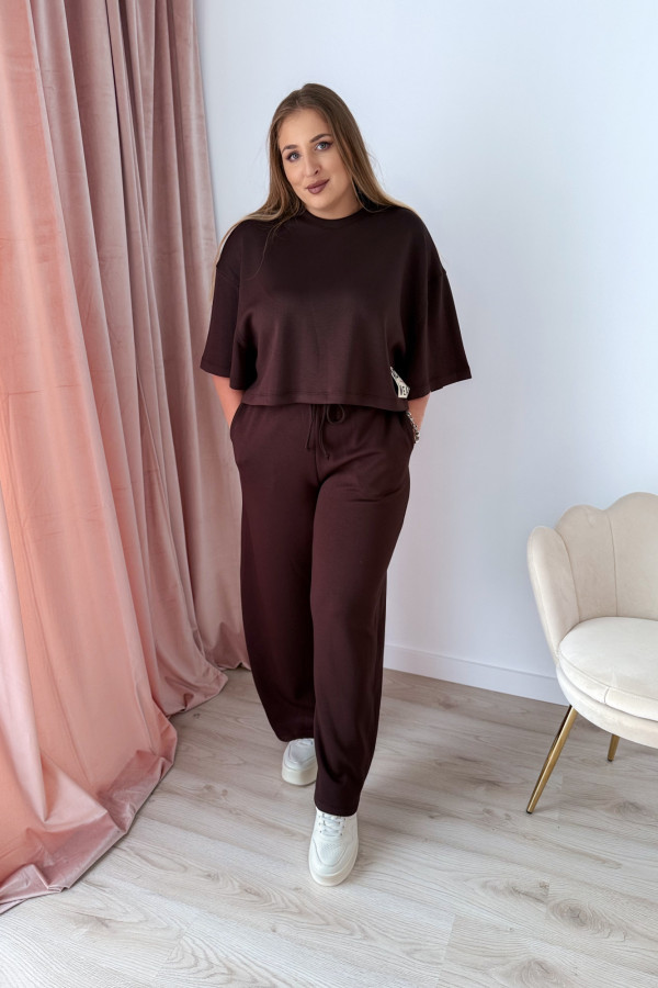 Bluzka oversize z naszywką active wear Aveline - czekolada 9