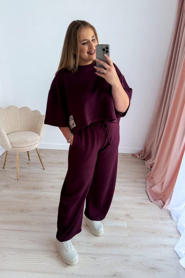 Bluzka oversize z naszywką active wear Aveline - śliwka 2