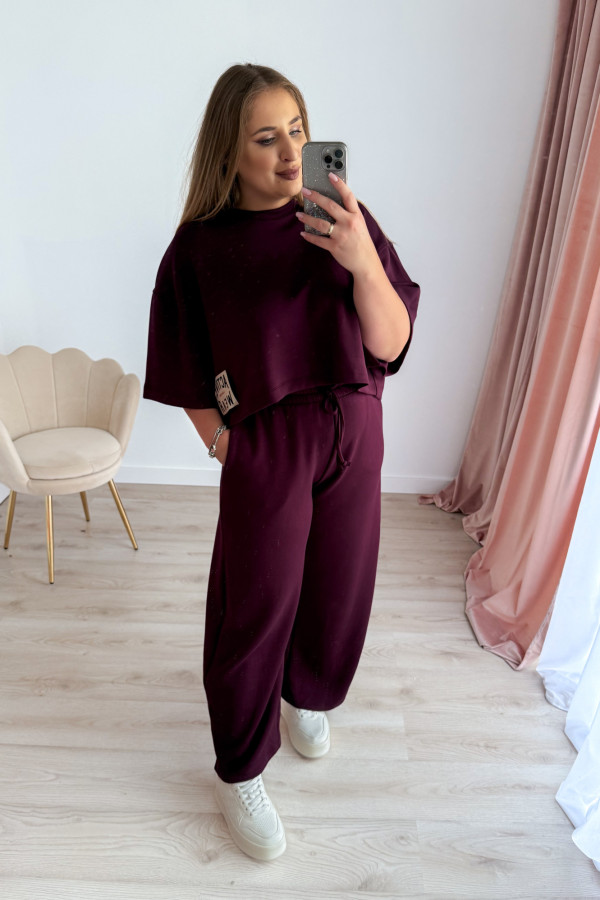 Bluzka oversize z naszywką active wear Aveline - śliwka 3