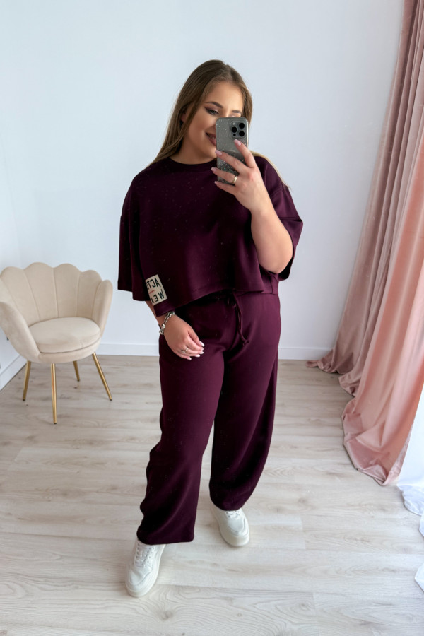 Bluzka oversize z naszywką active wear Aveline - śliwka 4