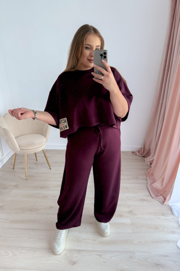 Bluzka oversize z naszywką active wear Aveline - śliwka 6