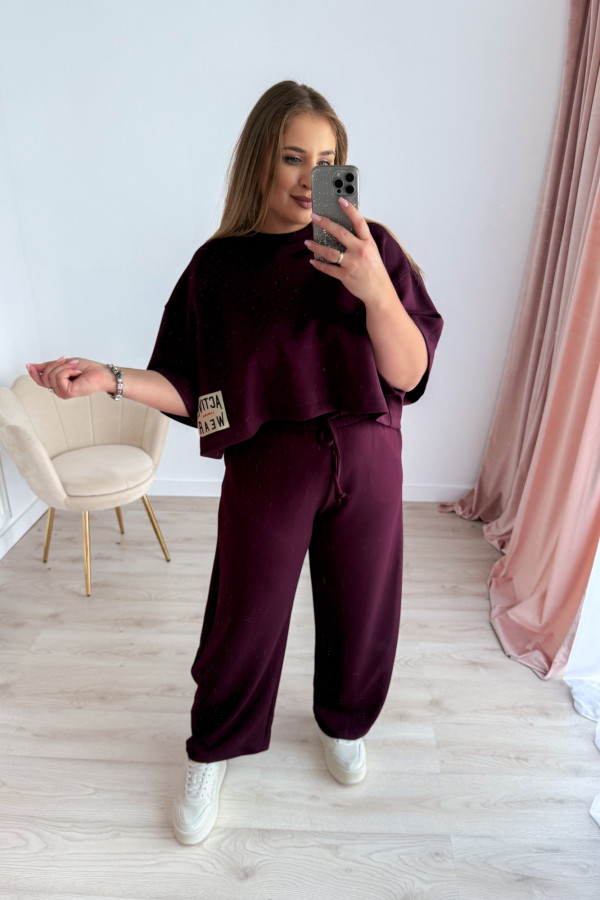 Bluzka oversize z naszywką active wear Aveline - śliwka 7