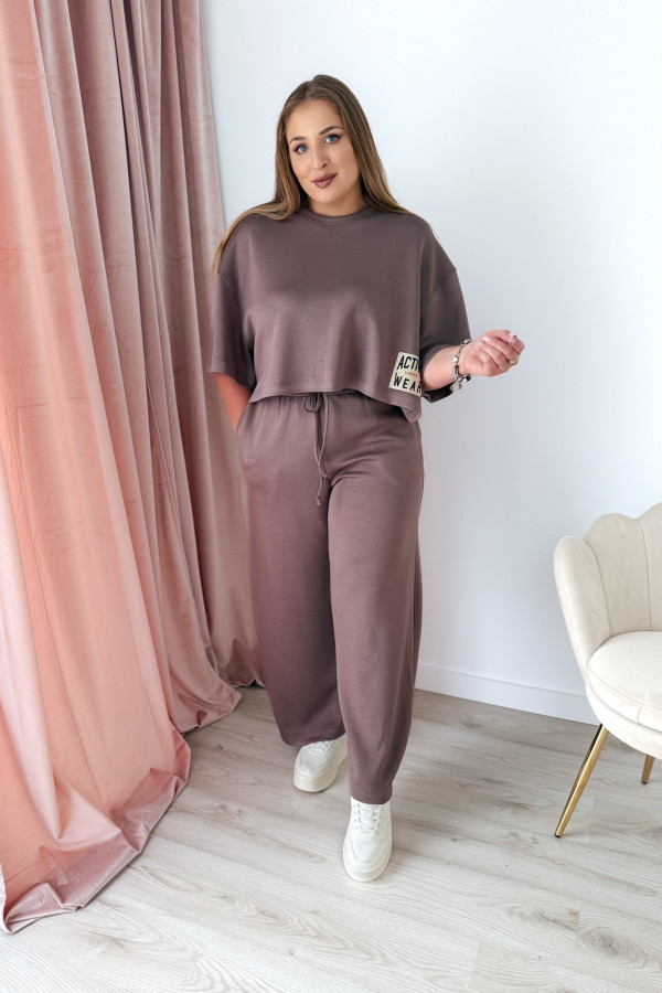 Bluzka oversize z naszywką active wear Aveline - fango 1