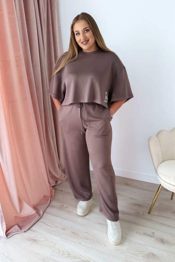 Bluzka oversize z naszywką active wear Aveline - fango