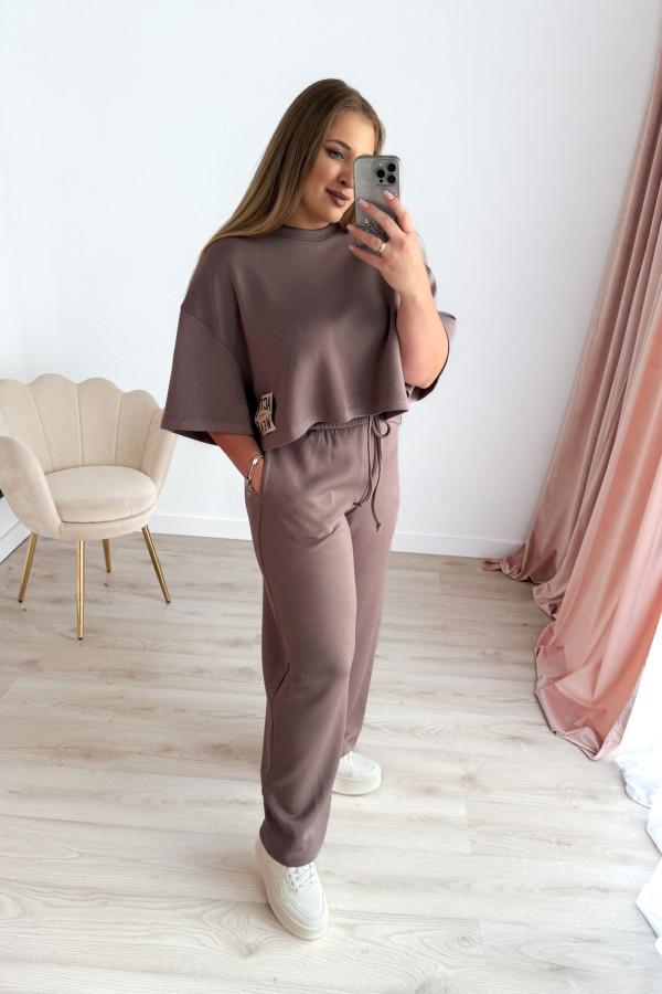 Bluzka oversize z naszywką active wear Aveline - fango 5