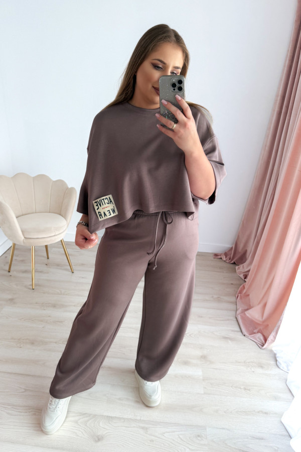 Bluzka oversize z naszywką active wear Aveline - fango 10