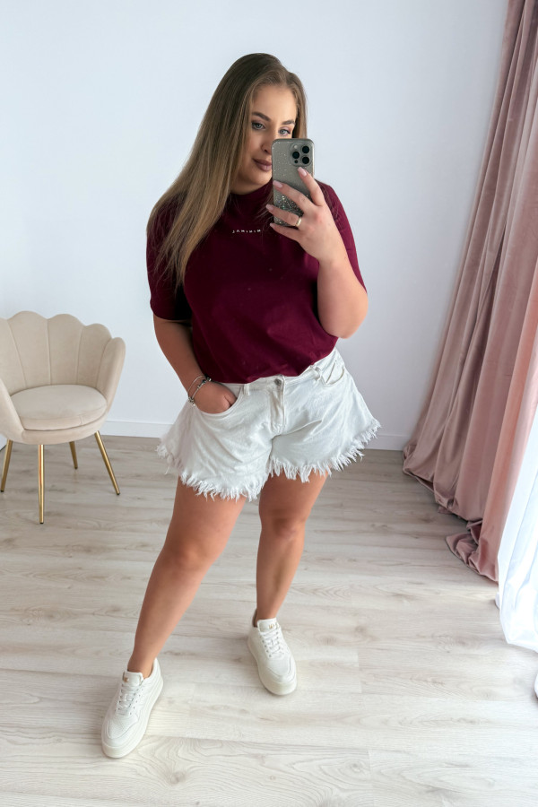 Koszulka bawełniana z delikatnym nadrukiem MINIMAL - bordo 10