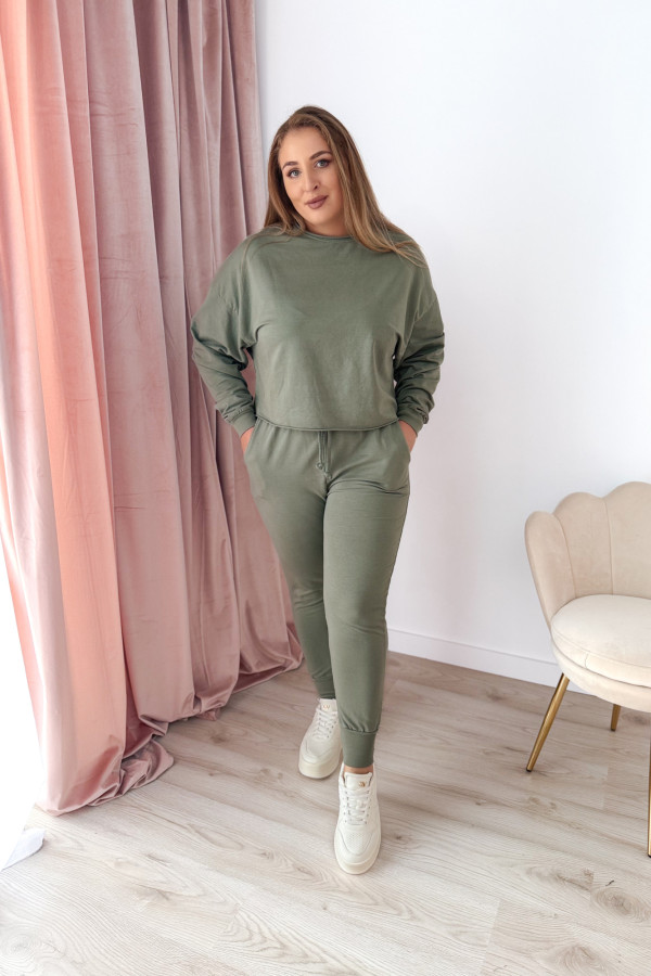 Komplet dresowy bluza oversize + spodnie dresowe Allesi - oliwka 1