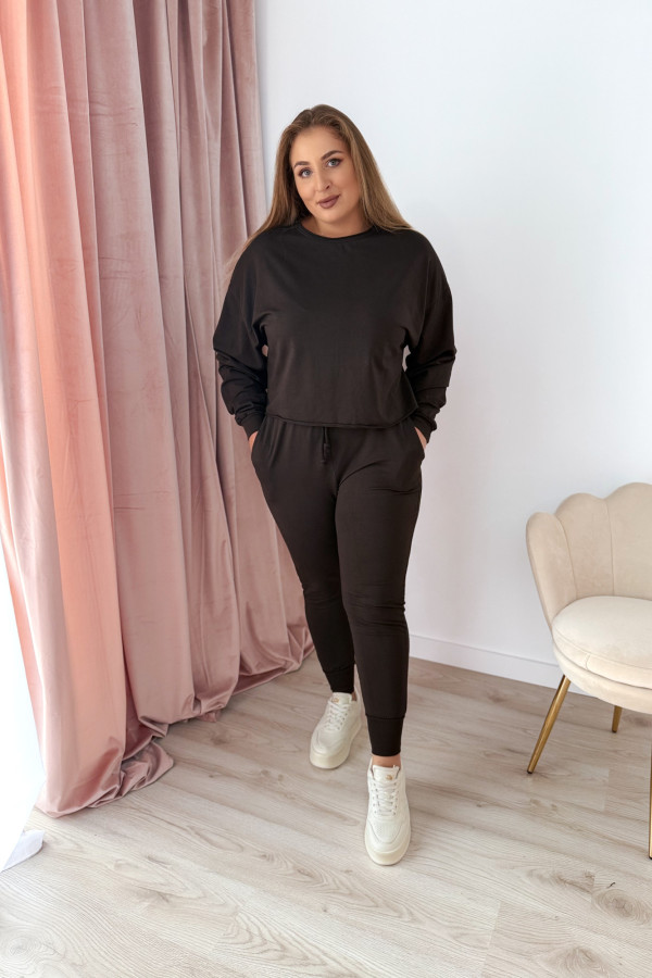 Komplet dresowy bluza oversize + spodnie dresowe Allesi - czekolada 1