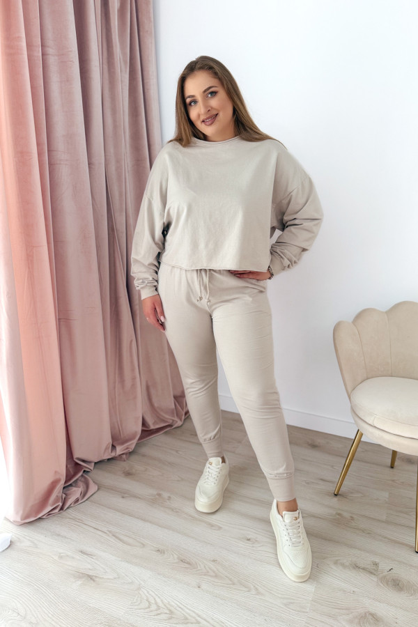 Komplet dresowy bluza oversize + spodnie dresowe Allesi - beż