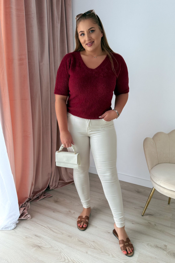 Sweter z dekoltem V Amber - bordo 7