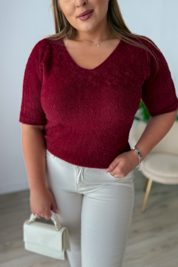 Sweter z dekoltem V Amber - bordo 9