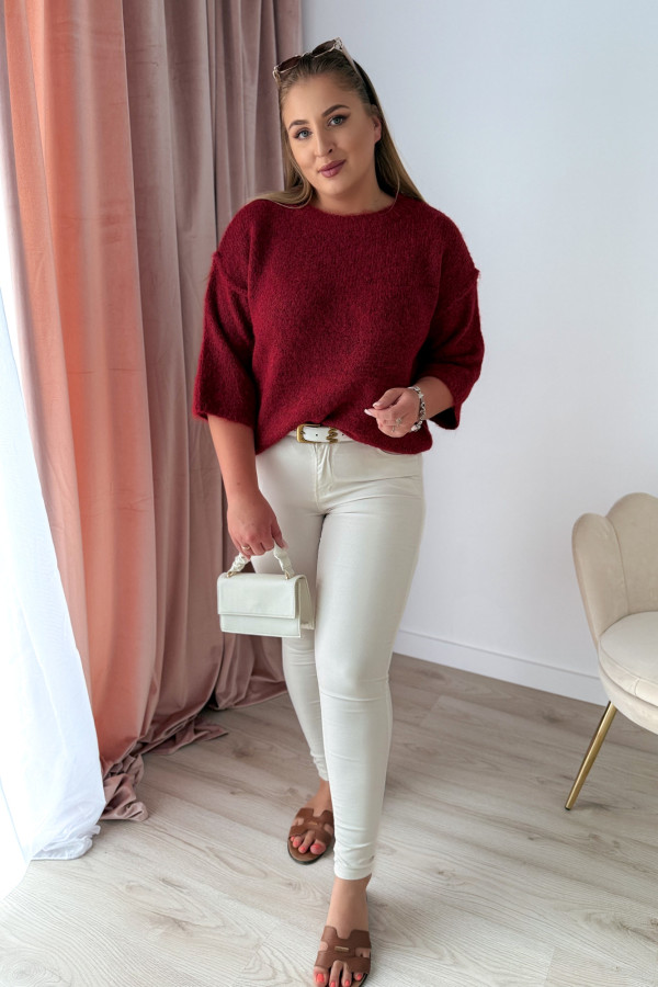 Sweter z okrągłym dekoltem Aspen - bordo 1
