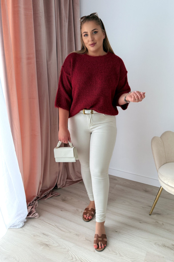 Sweter z okrągłym dekoltem Aspen - bordo