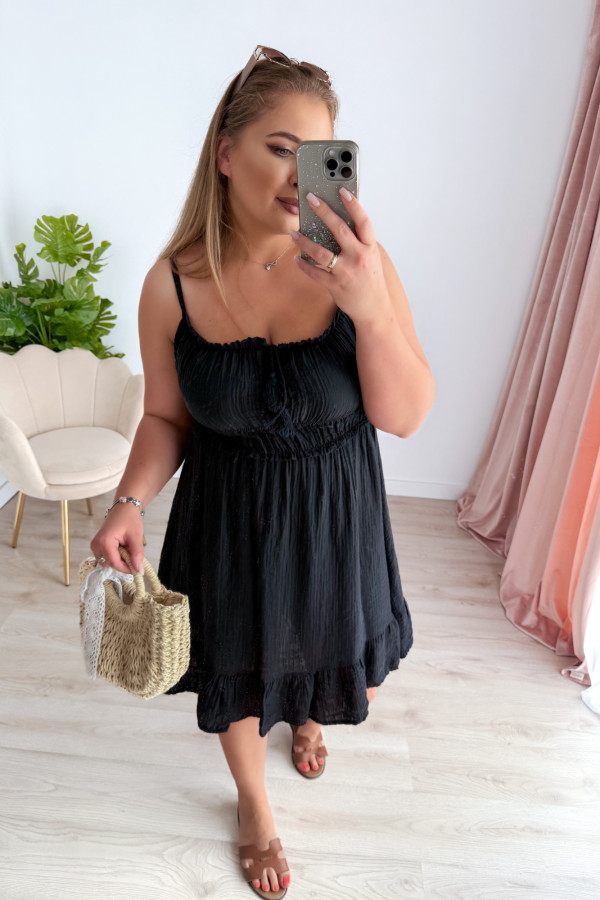 Sukienka na ramiączkach z falabanką Elina mini - czarna 3