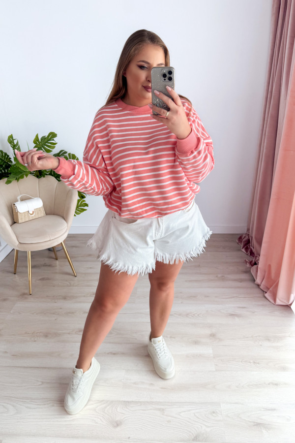 Bluza oversize nieocieplana w paski Voyage - brzoskwinia 5
