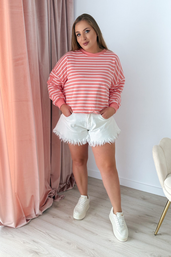 Bluza oversize nieocieplana w paski Voyage - brzoskwinia 6