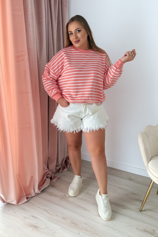 Bluza oversize nieocieplana w paski Voyage - brzoskwinia 7