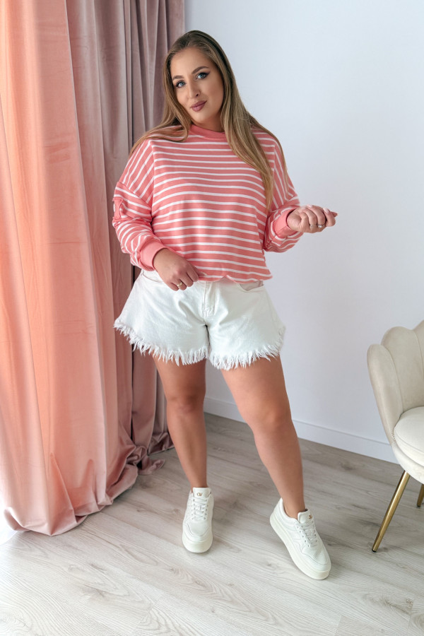 Bluza oversize nieocieplana w paski Voyage - brzoskwinia 8