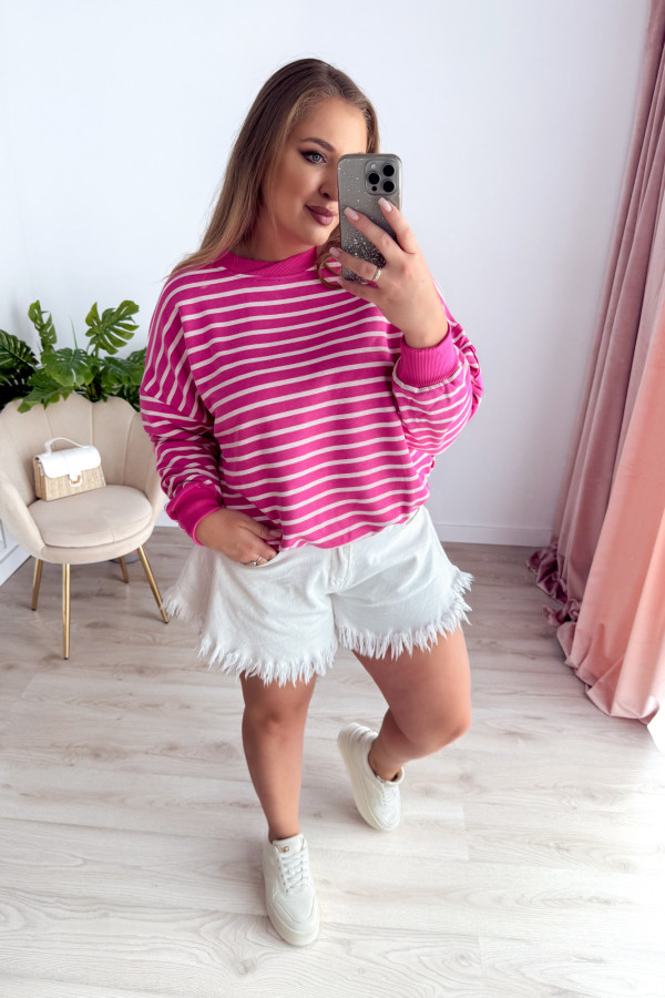 Bluza oversize nieocieplana w paski Voyage - fuksja 4