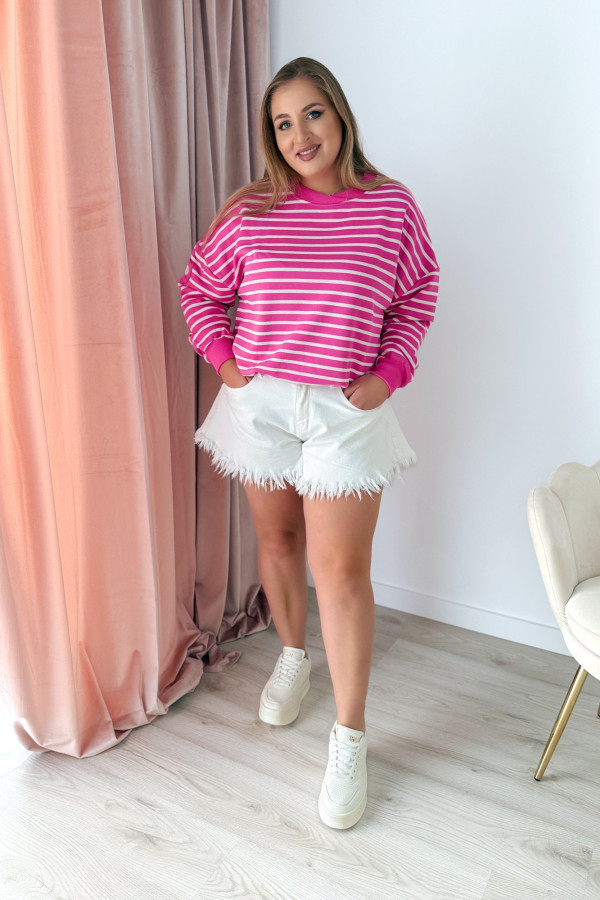 Bluza oversize nieocieplana w paski Voyage - fuksja 6