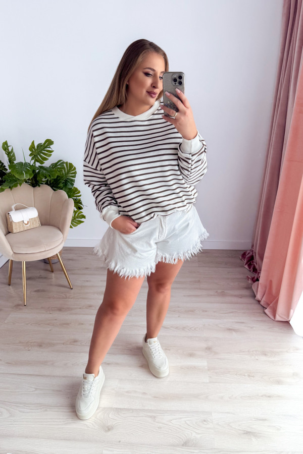 Bluza oversize nieocieplana w paski Voyage - czekolada 1