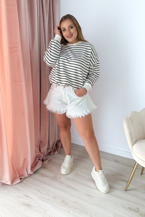 Bluza oversize nieocieplana w paski Voyage - czekolada 6
