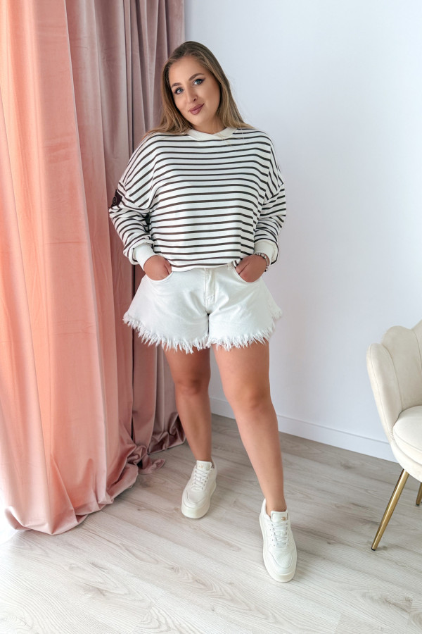 Bluza oversize nieocieplana w paski Voyage - czekolada