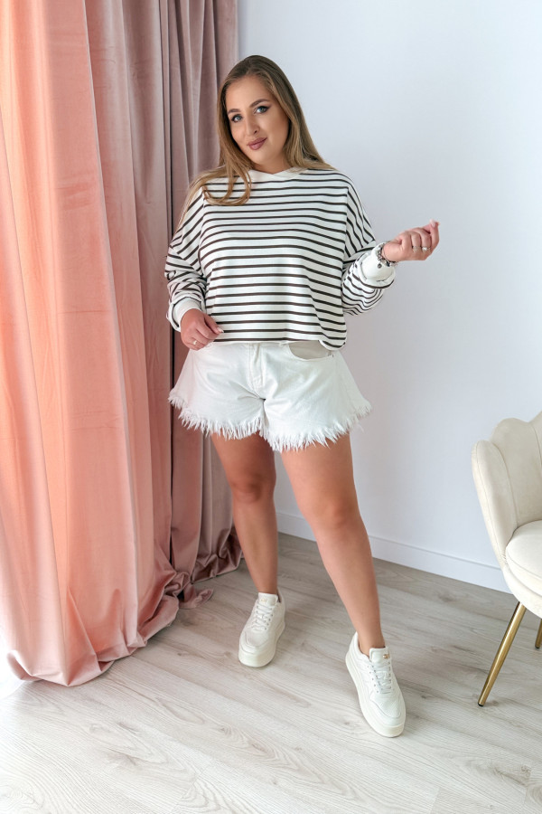 Bluza oversize nieocieplana w paski Voyage - czekolada 7