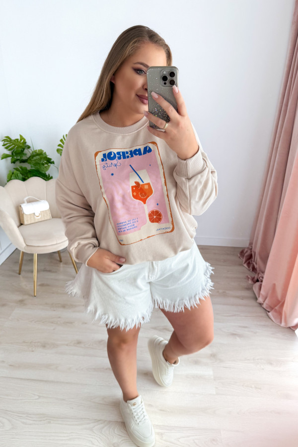 Oversizowa nieocieplana beżowa bluza Aperol 8