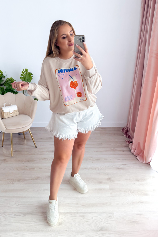 Oversizowa nieocieplana beżowa bluza Aperol 9