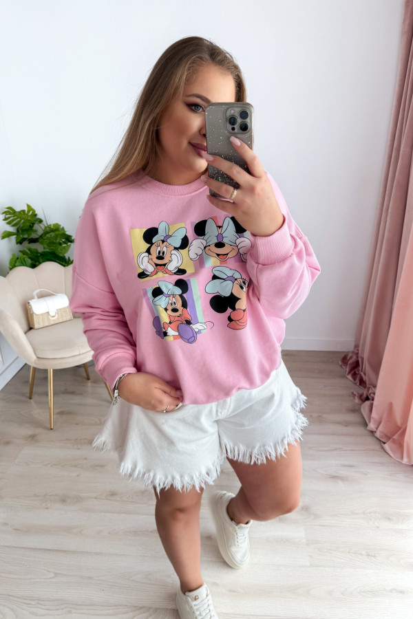 Bluza oversizowa nieocieplana cukierkowy róż Myszka Minnie 3